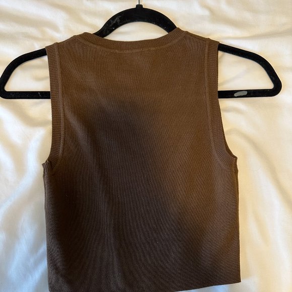 Zara Sweater Ribbed Tank Top in Brown - Picture 2 of 3